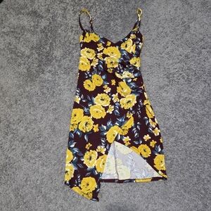 Floral Yellow and Burgundy Dress